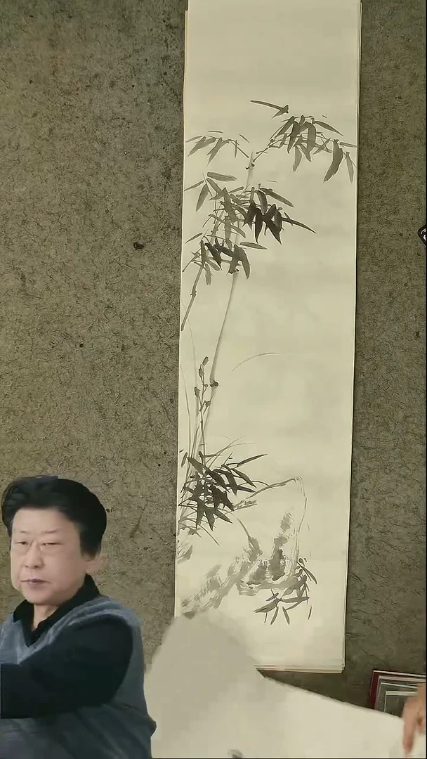 国画四尺对开  墨竹条屏 34*138cm