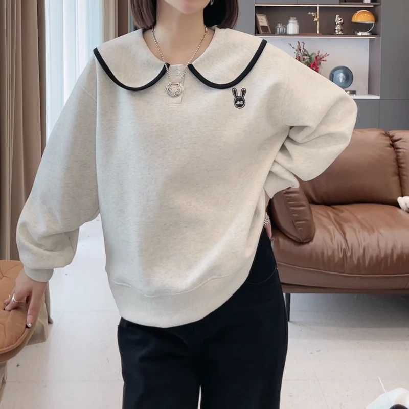 【实穿主义】2025年春季新款娃娃领兔子长袖百搭卫衣女LK2502032