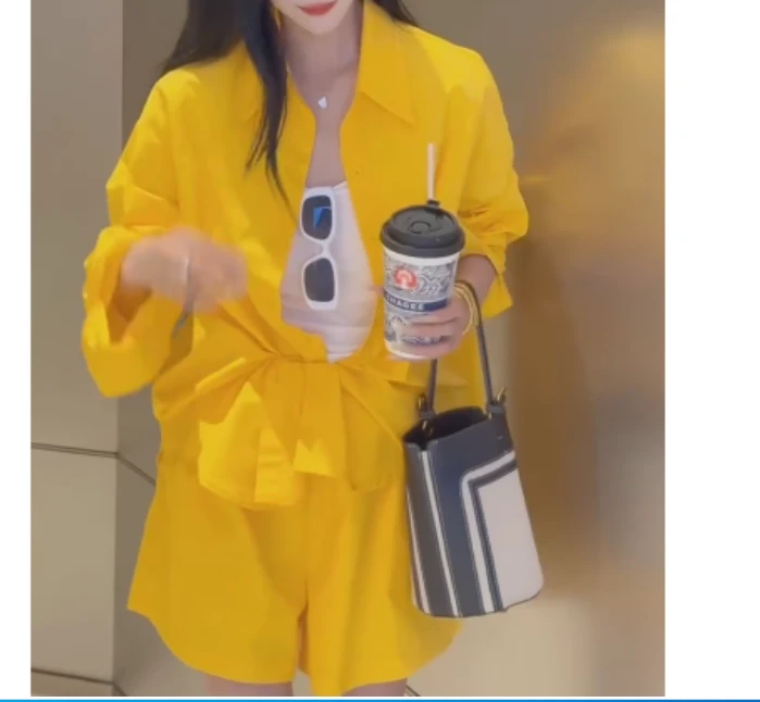 2025春季新款网红同款洋气减龄韩版爆款衬衫短裤两件套珍惜-1