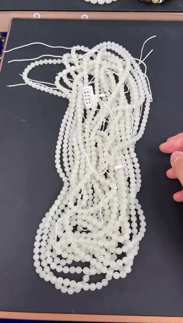 未镶嵌手串和田玉且末天泰白玉108项链卡6微色差 多样性拍一发一