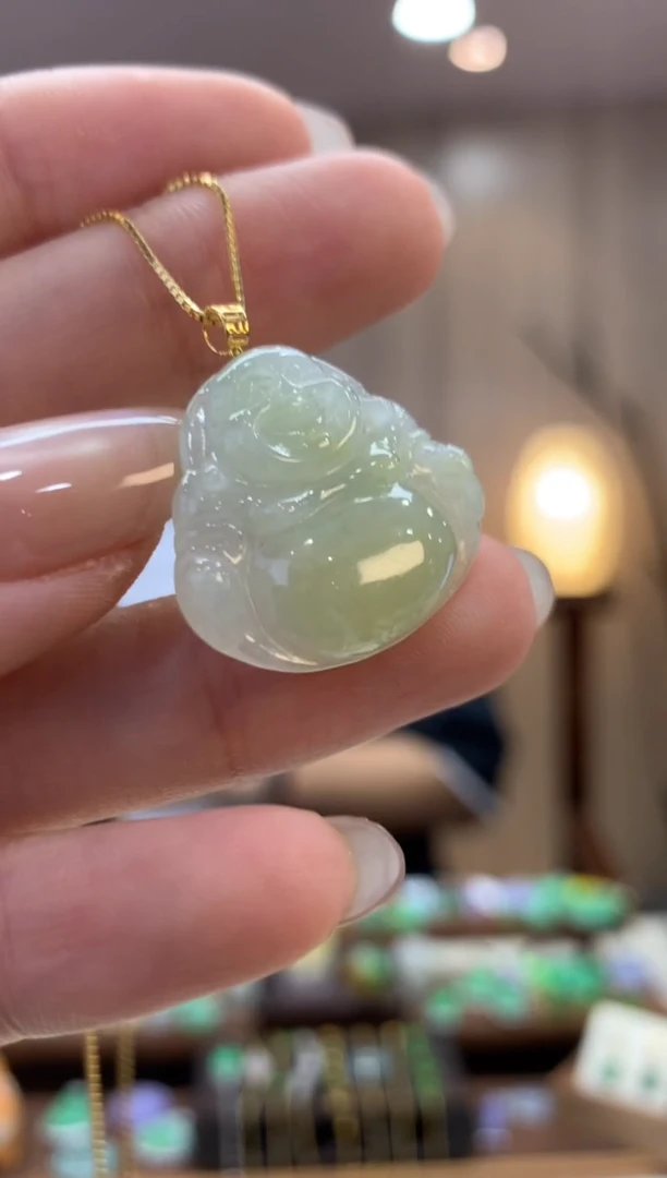 翡翠18K金镶嵌吊坠(不含链)佛公