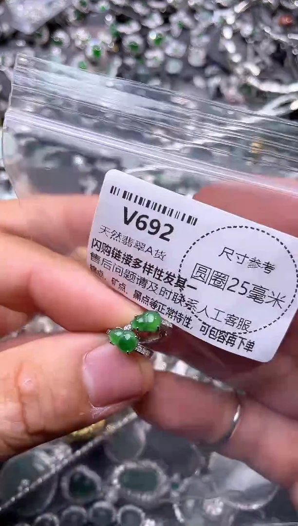 翡翠未镶嵌颈饰V692耳扣