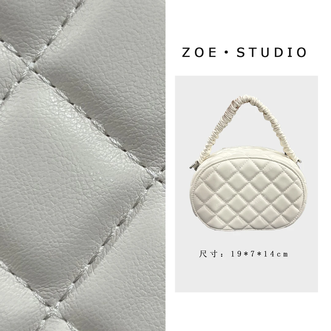 【佐伊甄选FES-6002-米白色轻奢女士时尚百搭小众单肩挎包拼色