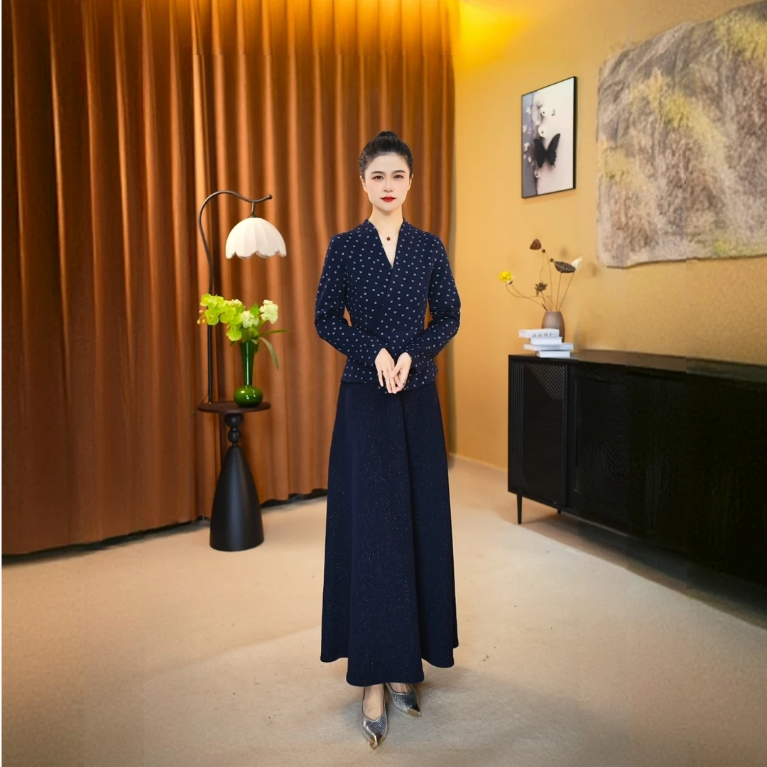 2025秋季连衣裙新款修身显瘦气质裙子长袖优雅长裙Q35-601