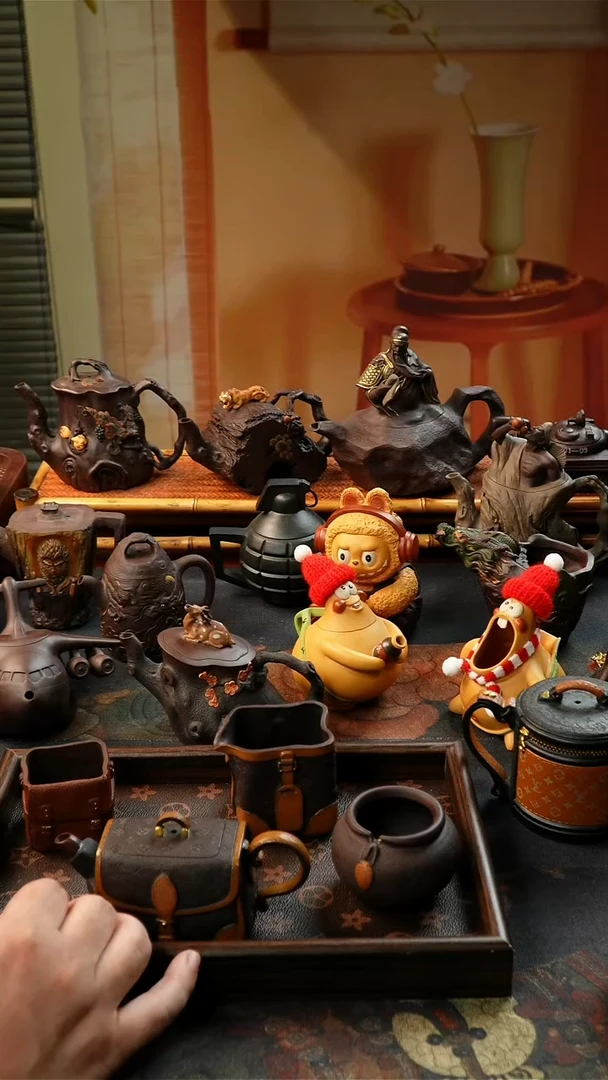 茶壶紫砂轩*紫砂包包壶4件套咳咳咳