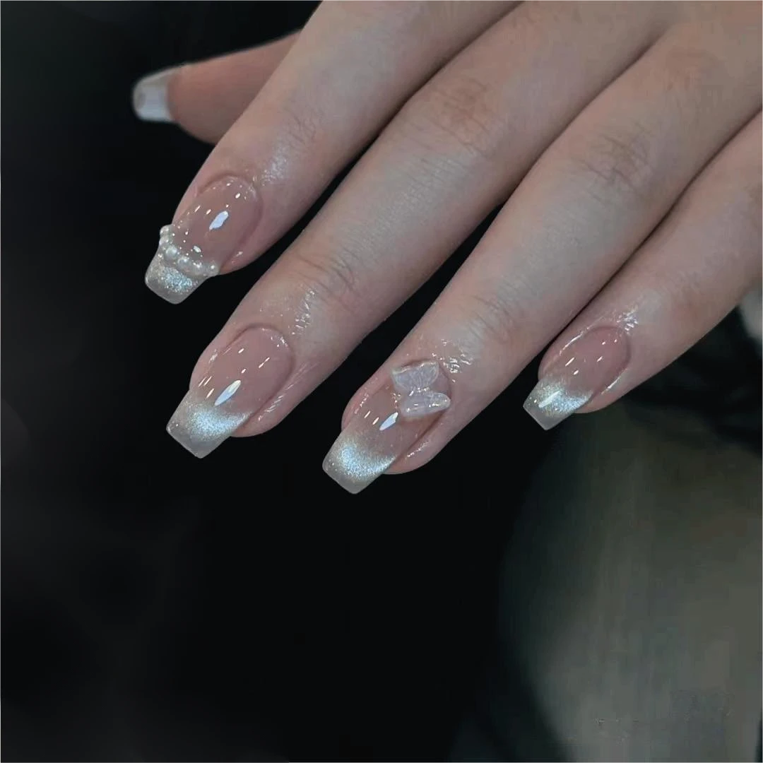 【庄周梦蝶】纯手工穿戴甲美甲贴穿戴式光疗甲冰透渐变流行纯欲秋冬