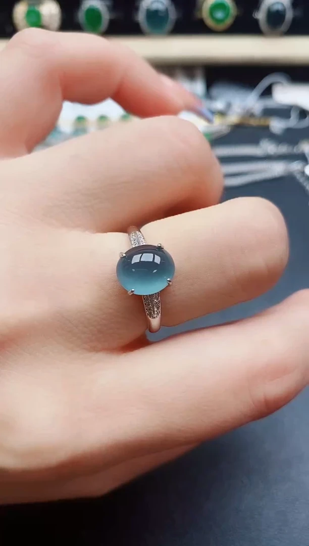 翡翠戒指银S925镶嵌3211