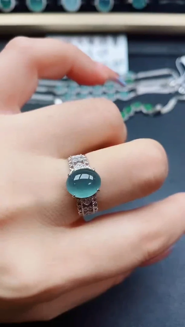 翡翠戒指银S925镶嵌1