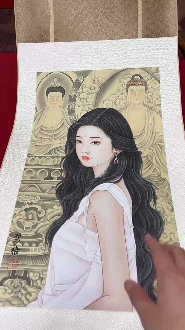 国画王碧梧绘画2.7pc绢本人物卷轴
