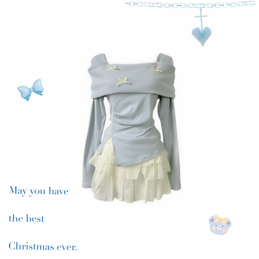 绝绝子新款女装春夏季俏皮套装一字肩上衣白色半身短裙两件套装裙