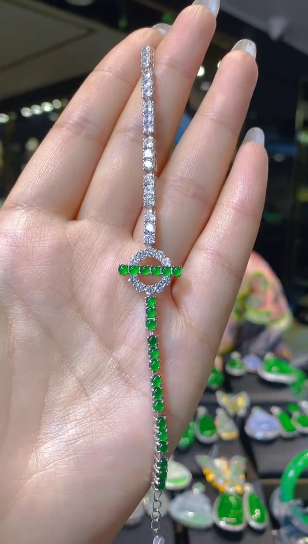 【闪购商品】翡翠手链银S925镶嵌068      （多样性发货）