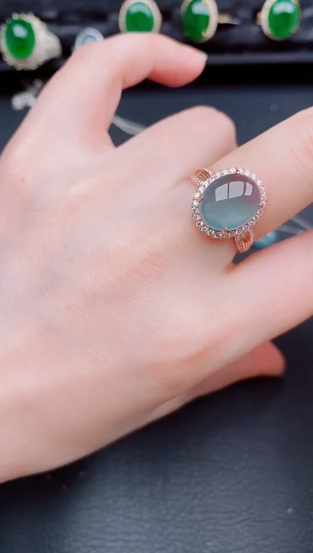 【闪购商品】翡翠戒指银S925镶嵌天然a货翡翠453