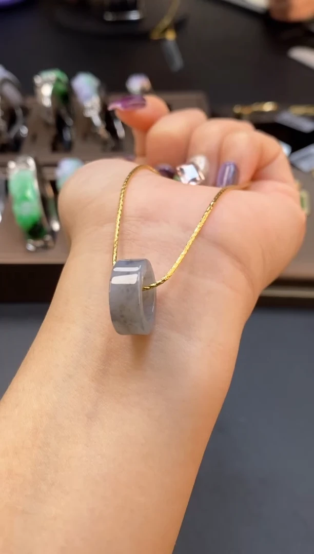 颈饰银S925镶嵌翡翠净货12372