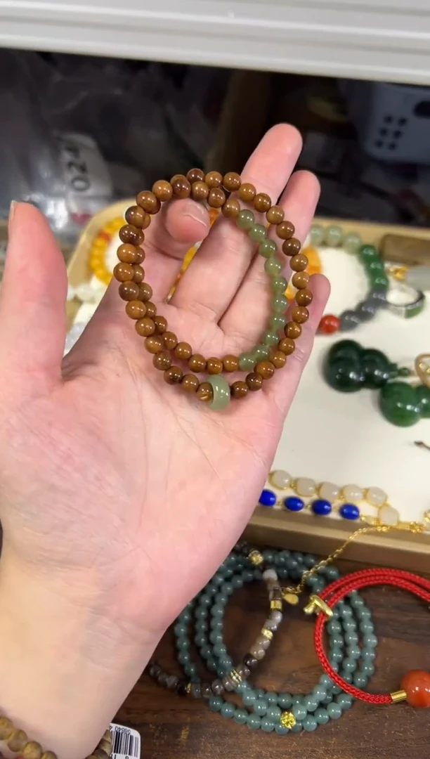 吊坠库克未镶嵌库克圆珠和田玉跑环款双圈手链[2396]