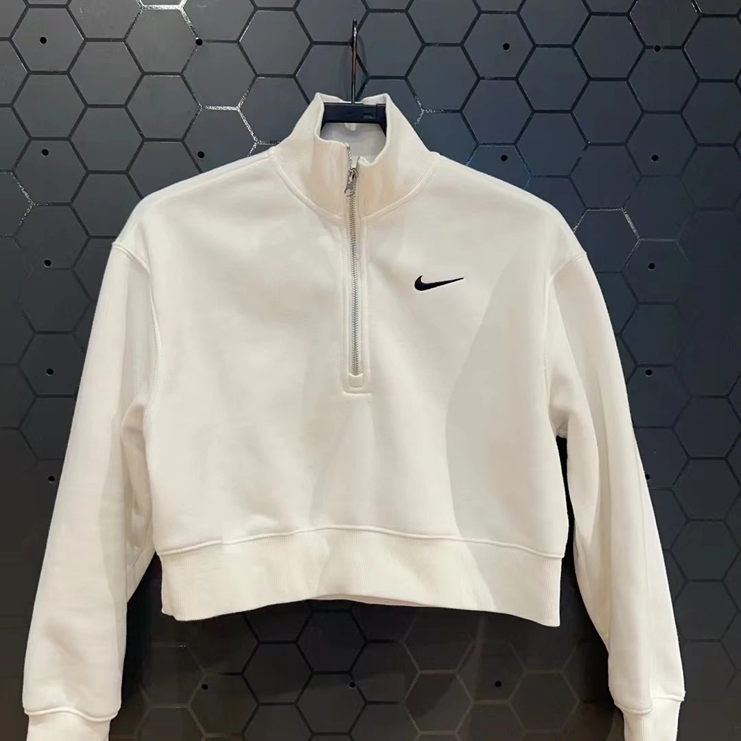 NIKE/耐克宽松长袖圆领白色卫衣女款运动休闲DQ5768133