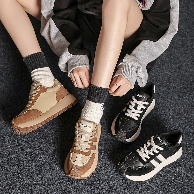 DUSTO/大东时尚运动鞋女2025春季新款休闲平底老爹鞋圆头女鞋0663