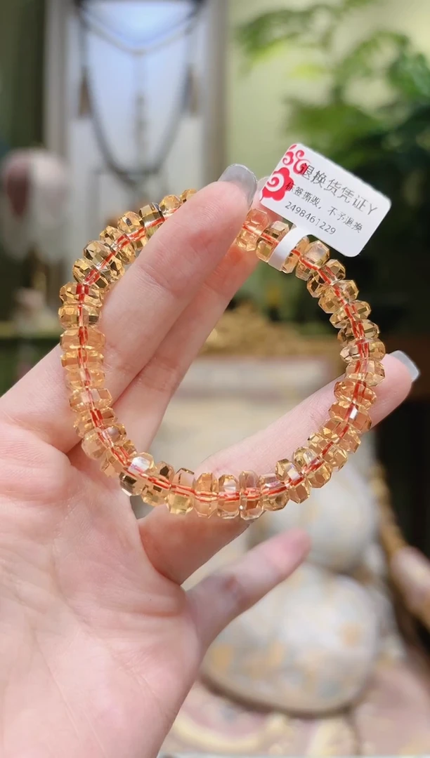 【闪购商品】水晶手串未镶嵌切割面算盘珠黄水晶手串Y