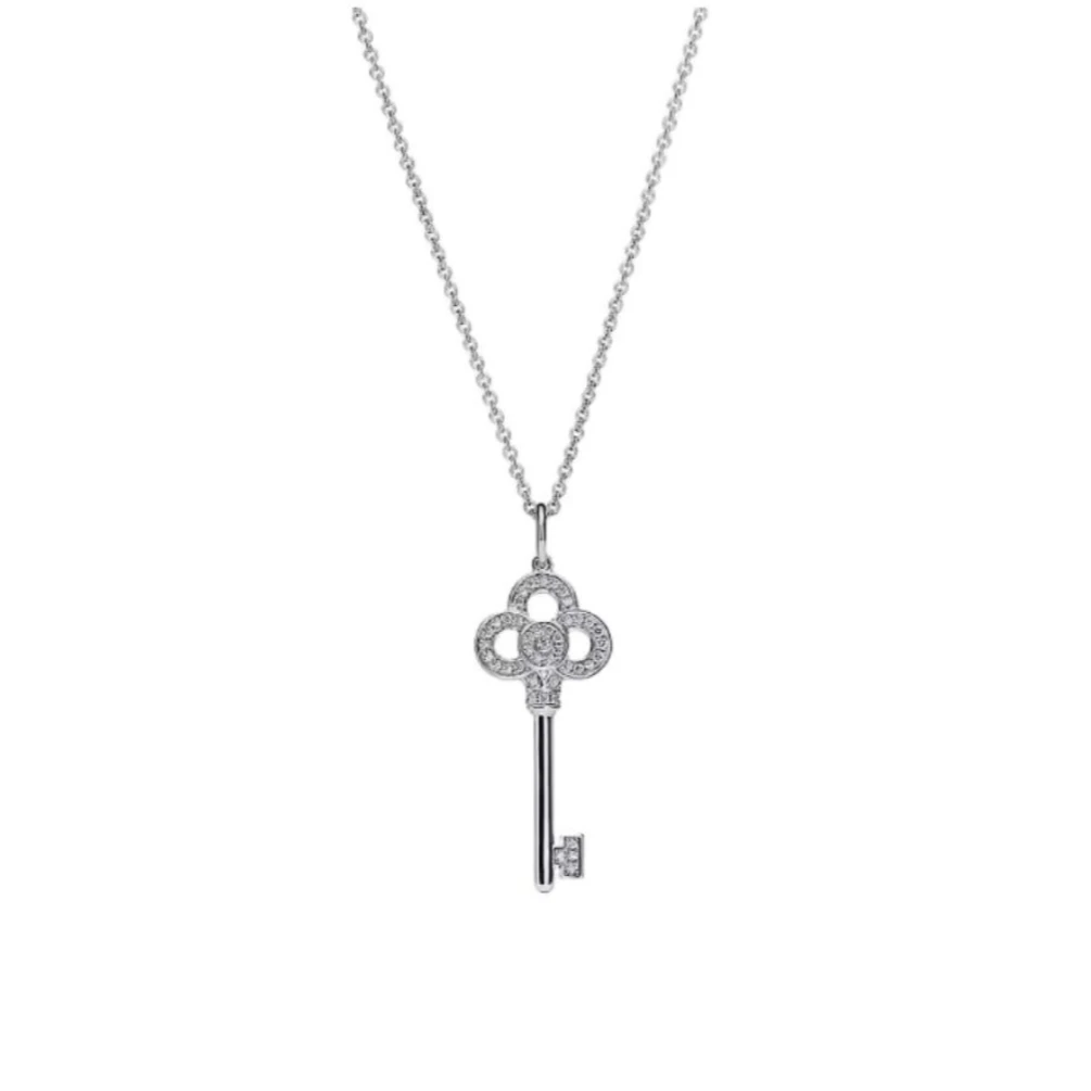 坠链均925银合成锆石 小众轻奢时尚百搭镶嵌钥匙项链
