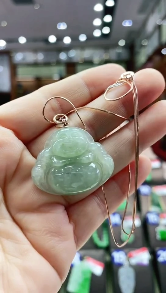 吊坠(赠链)14K金镶嵌翡翠佛公