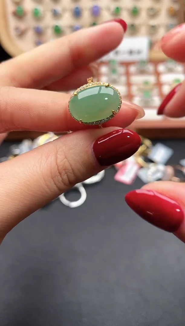 银S925镶嵌戒指翡翠一物一证一证