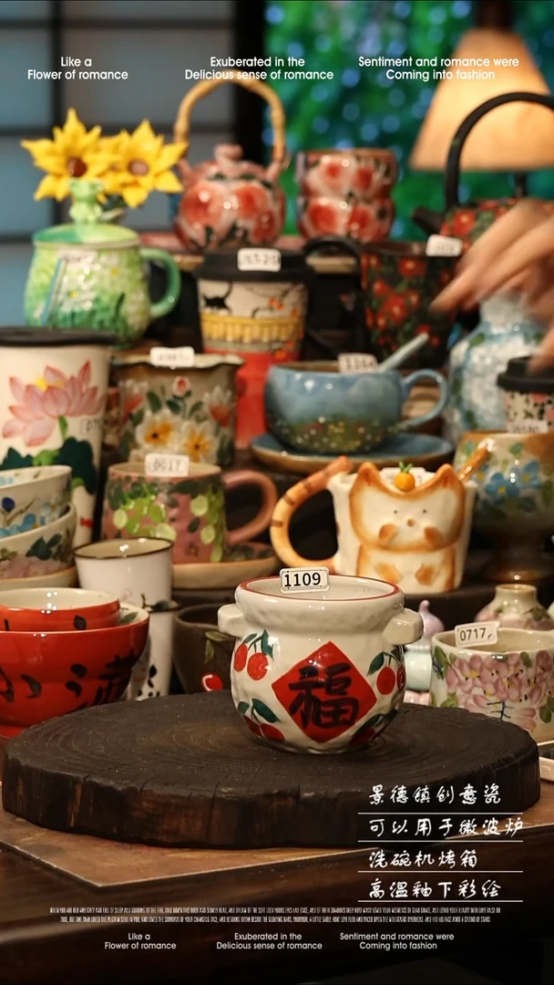 陶瓷景德镇高温釉下彩手工手绘款式@A1109@