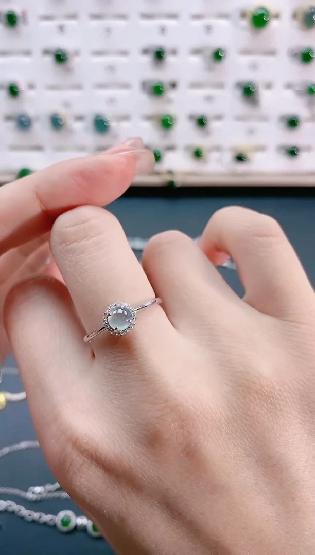 【闪购商品】翡翠戒指银S925镶嵌天然翡翠