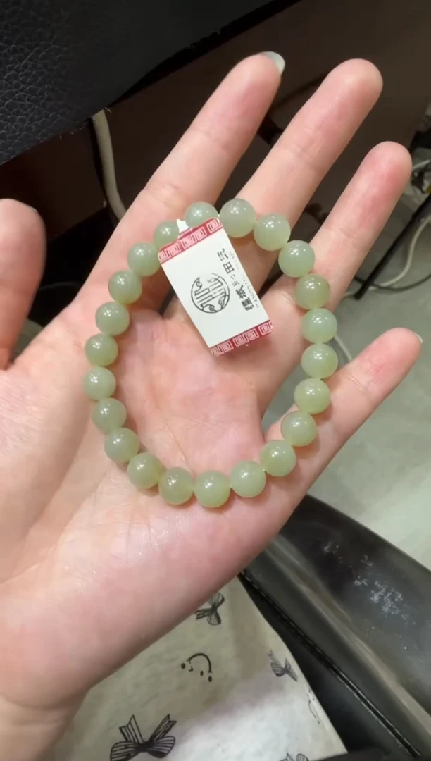 未镶嵌手串和田玉近矿高青白玉卡8手串（产地直发）