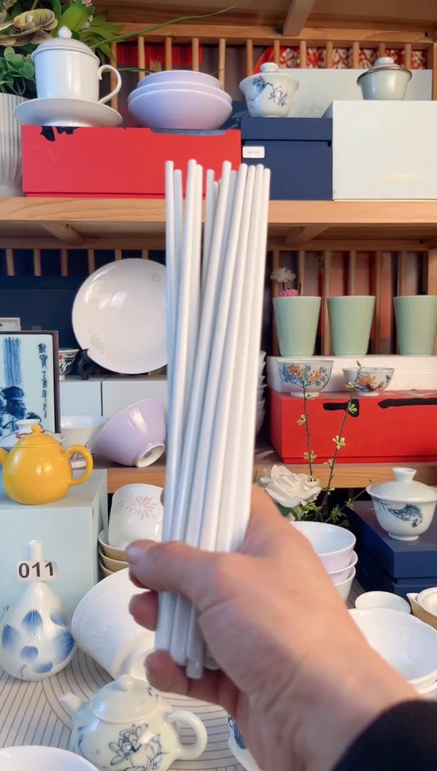 陶10双高温白瓷筷子