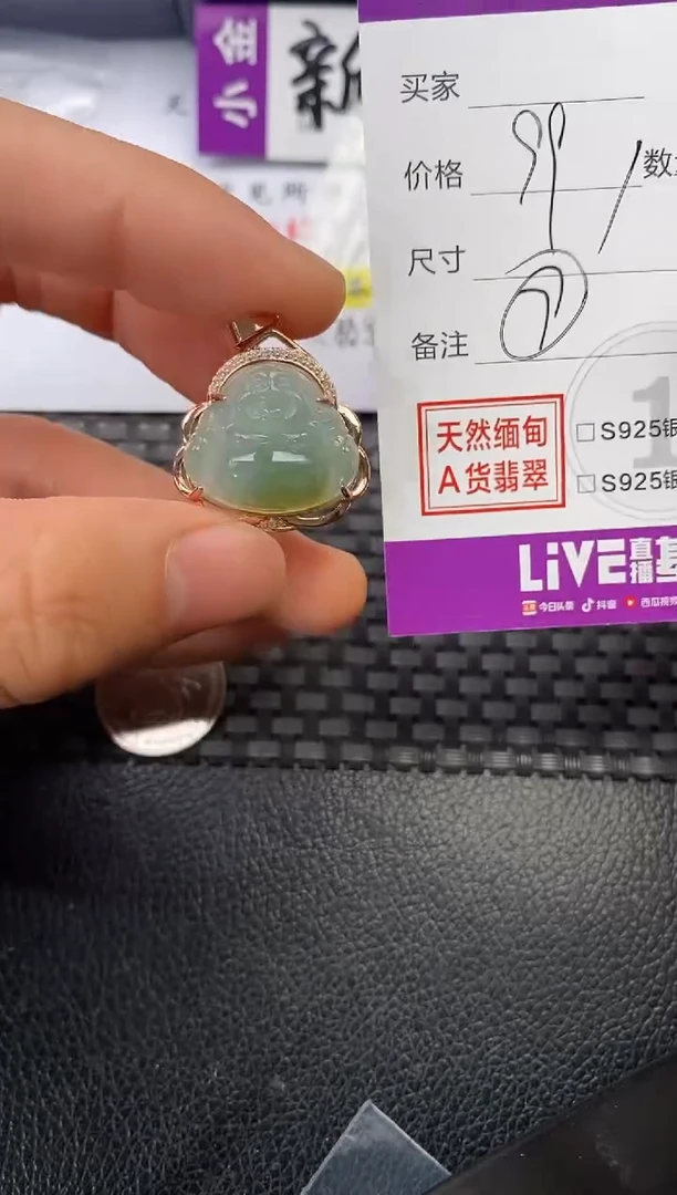 颈饰银S925镶嵌翡翠解**屋挂件