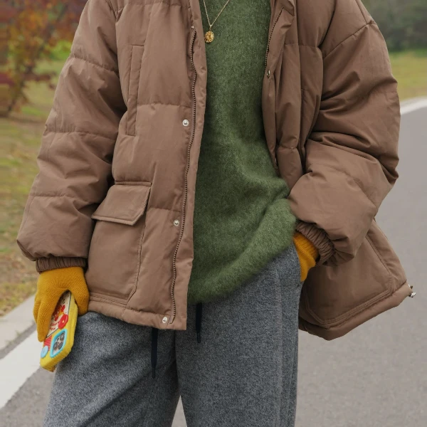 【多口袋】chalan 新款冬款简约中款四口袋设计款羽绒外套H25D0143