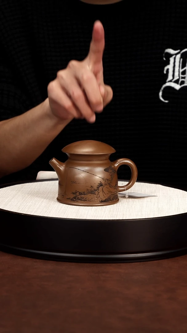 茶壶紫砂独钓僧帽 明朝土 蒋华