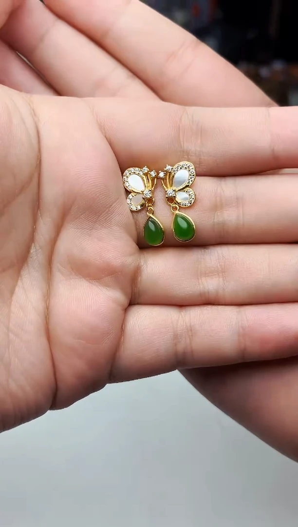 【闪购商品】和田玉耳饰银S925镶嵌耳饰01