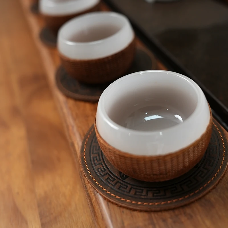 苏木直播 「品茶论道」真皮疯马牛皮茶杯垫