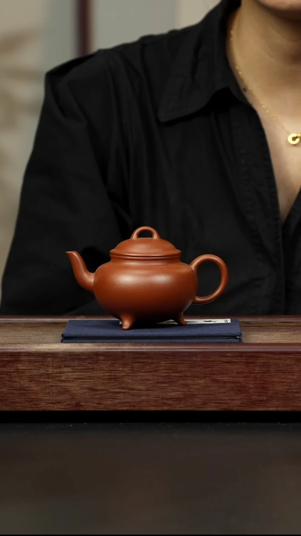 紫砂茶壶小煤窑朱泥三足古灯
