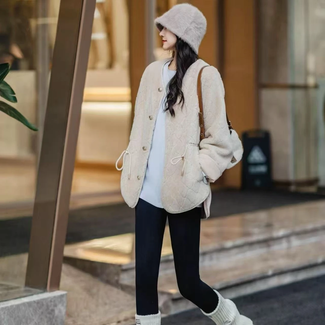 GIRDEAR/哥弟新款女装精致宽松简约百搭绗缝菱格小香外套1400648