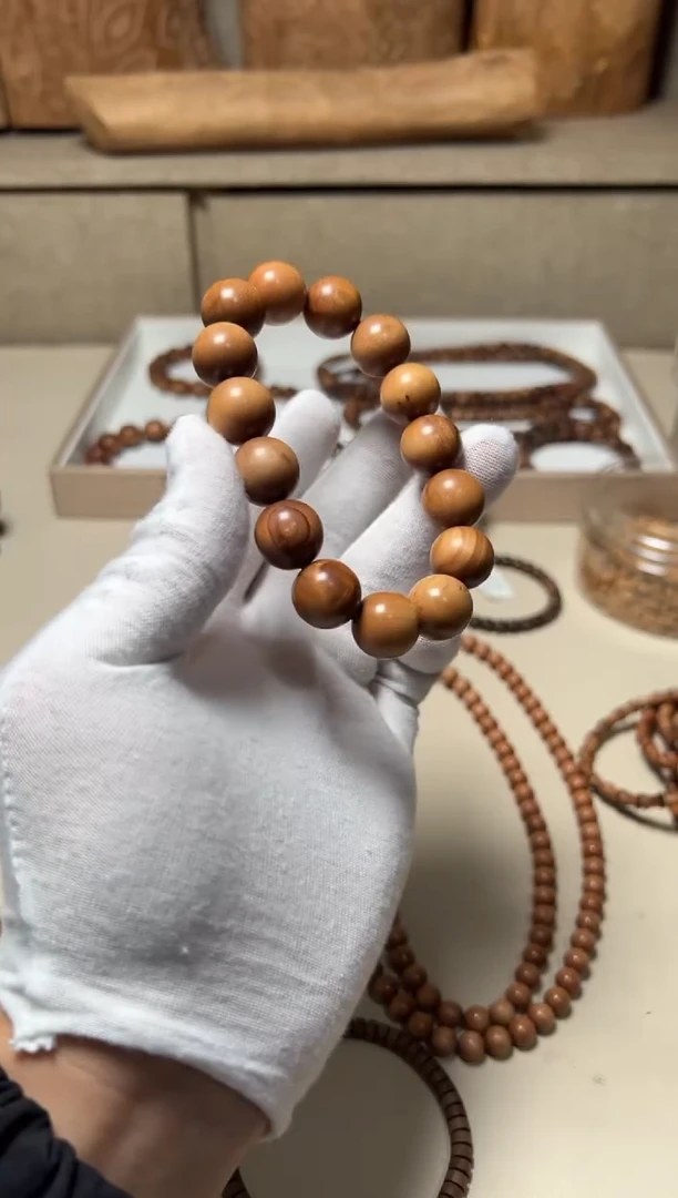 檀香木手串/手链微瑕 带树结 四抛料1.5老山檀香