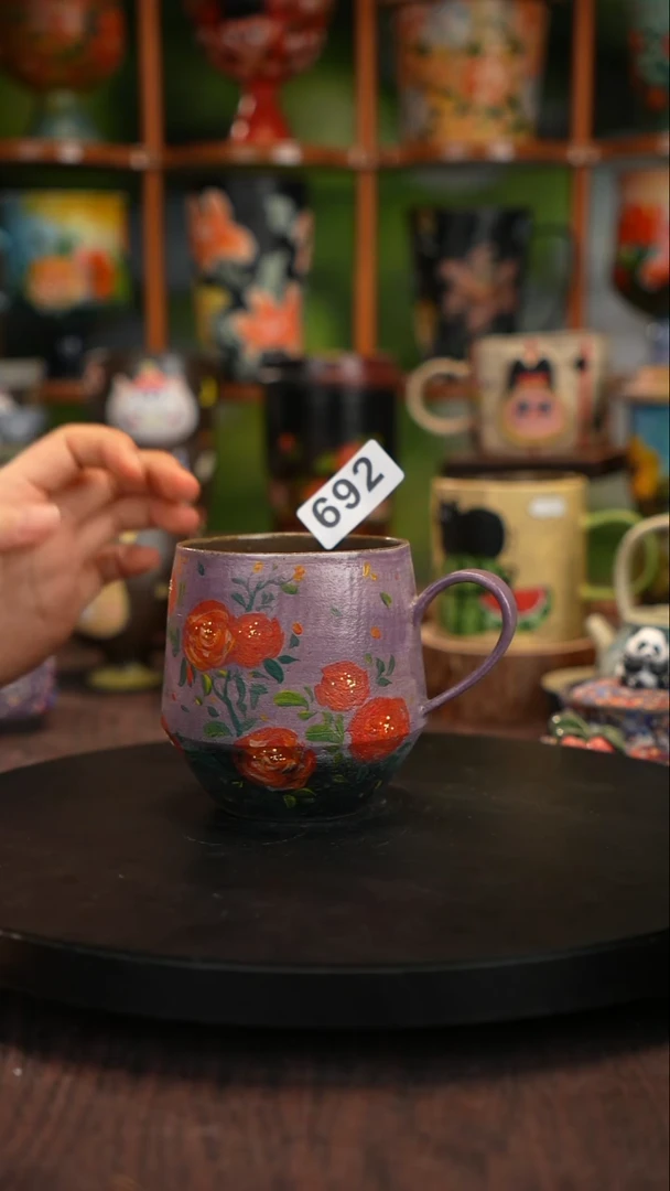 釉下手绘陶瓷紫砂杯