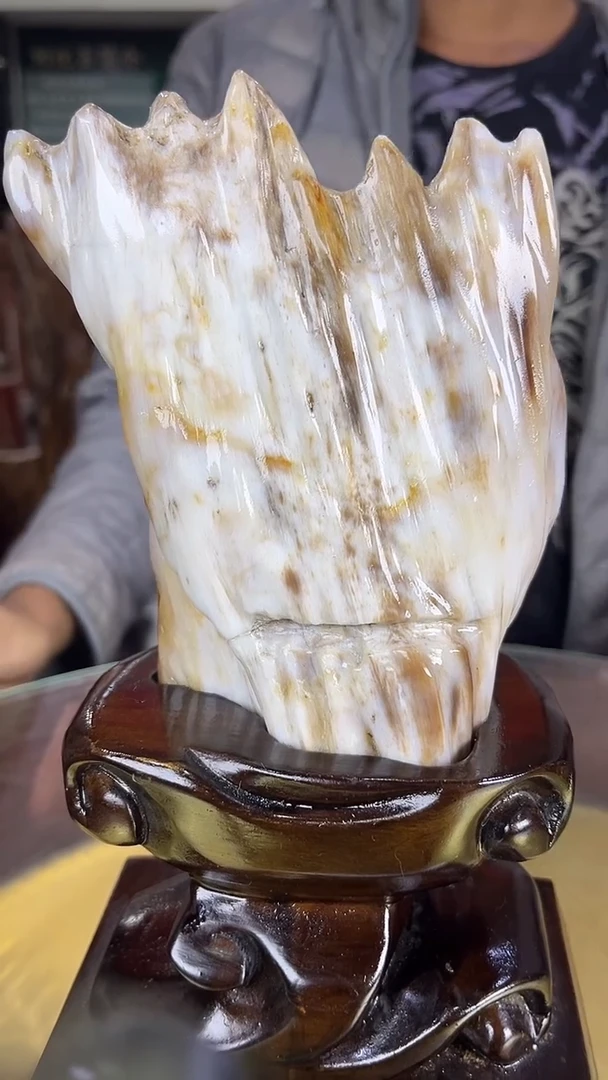 缅甸天然树化玉摆件