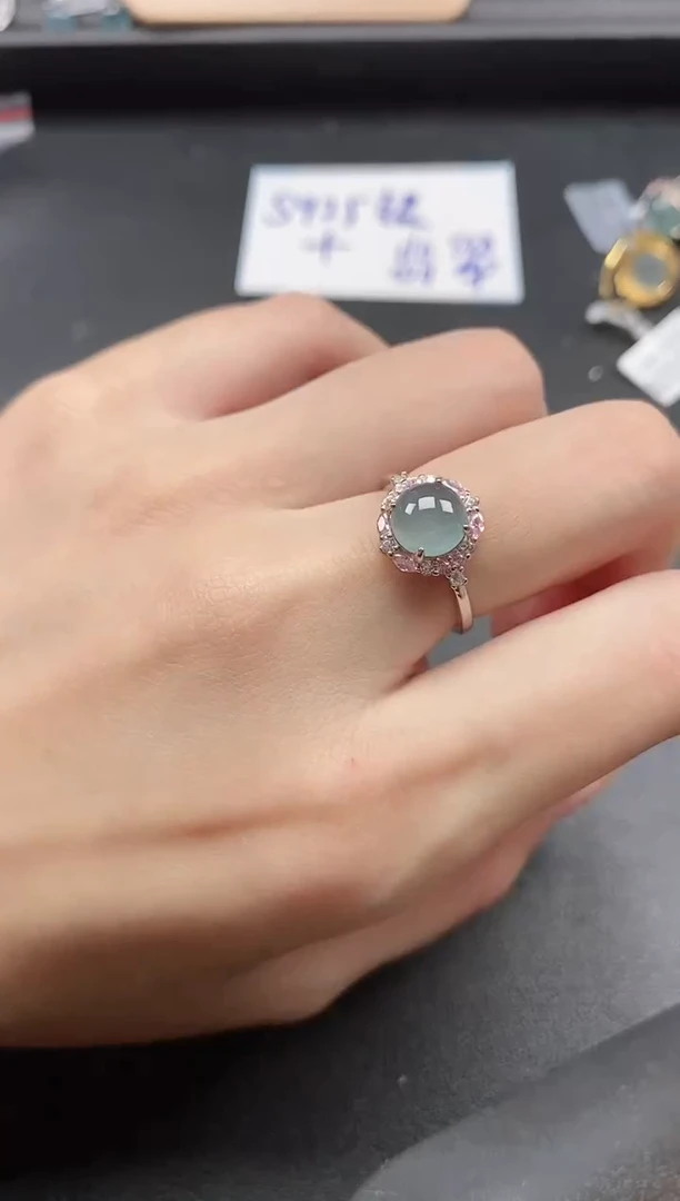 翡翠戒指银S925镶嵌5151-5