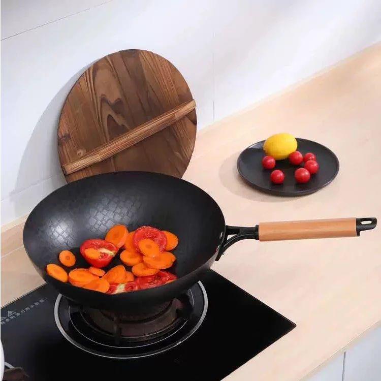 不粘锅老式铁锅炒菜锅家用电磁炉燃气灶专用铁锅H6158