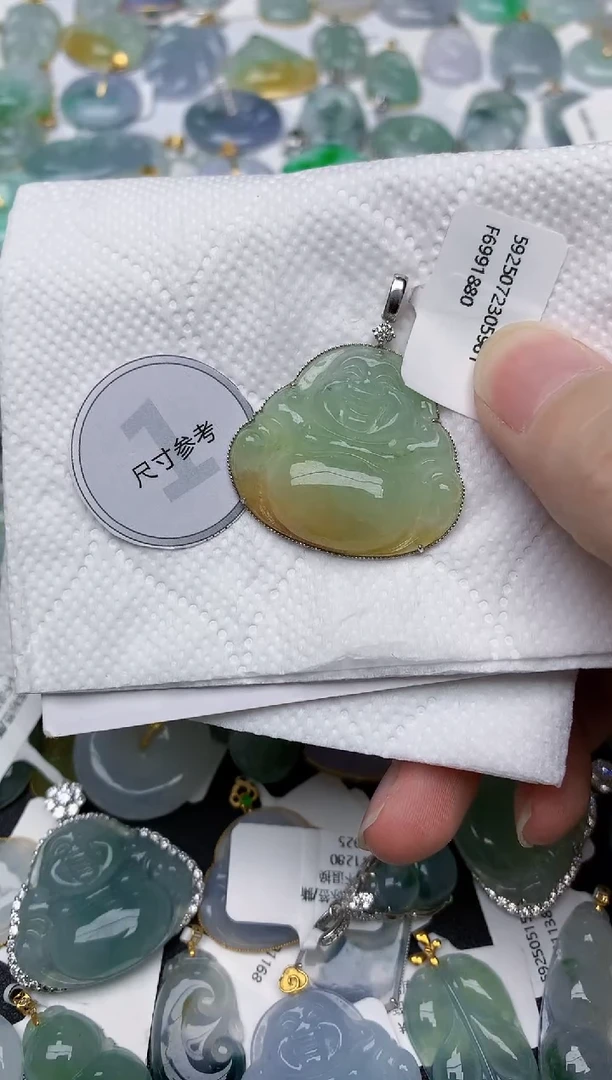 翡翠18K金镶嵌颈饰叶****️天然A货翡翠