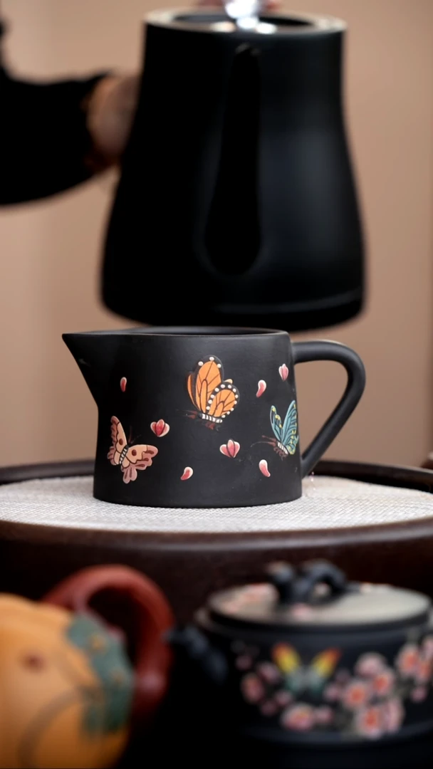 茶壶紫砂云雾天青蝴蝶公道杯