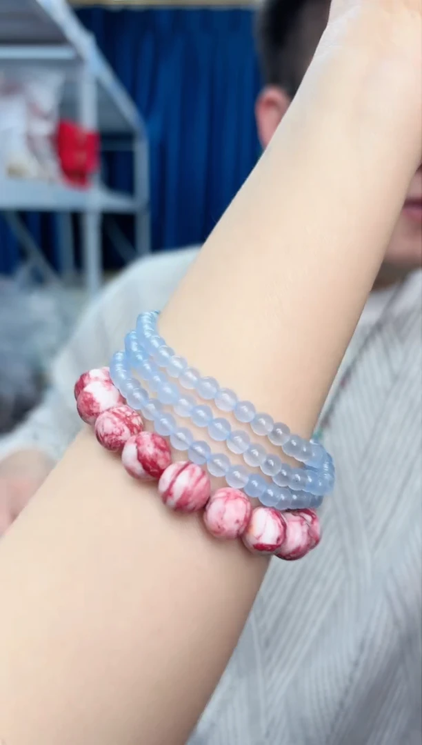【闪购商品】海蓝宝石手链未镶嵌4mm冰透多圈