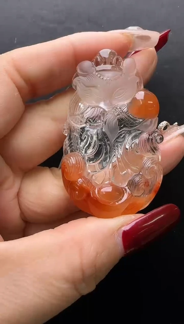 【闪购商品】水晶吊坠未镶嵌红兔毛凤九吊坠 JP38137