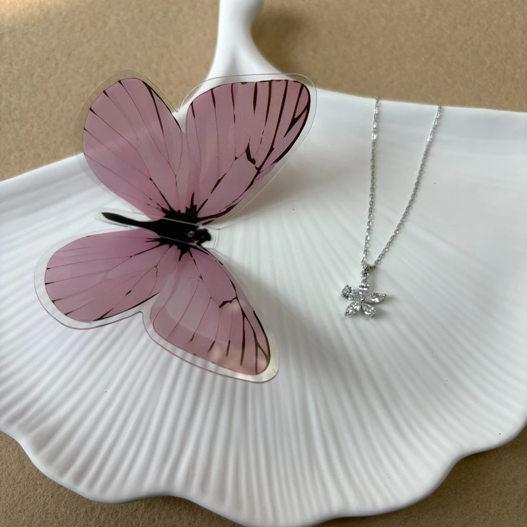 吊坠925银锆石 【小花漾吊坠项链 】新款项链轻职气质D60140B