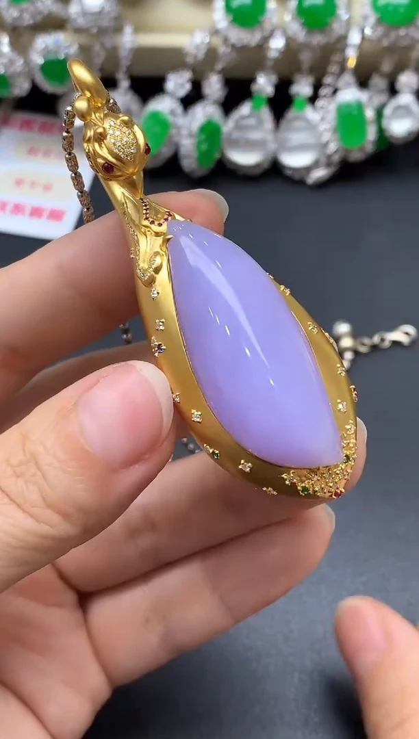 吊坠(不含链)18K金镶嵌翡翠838-中国好珍宝