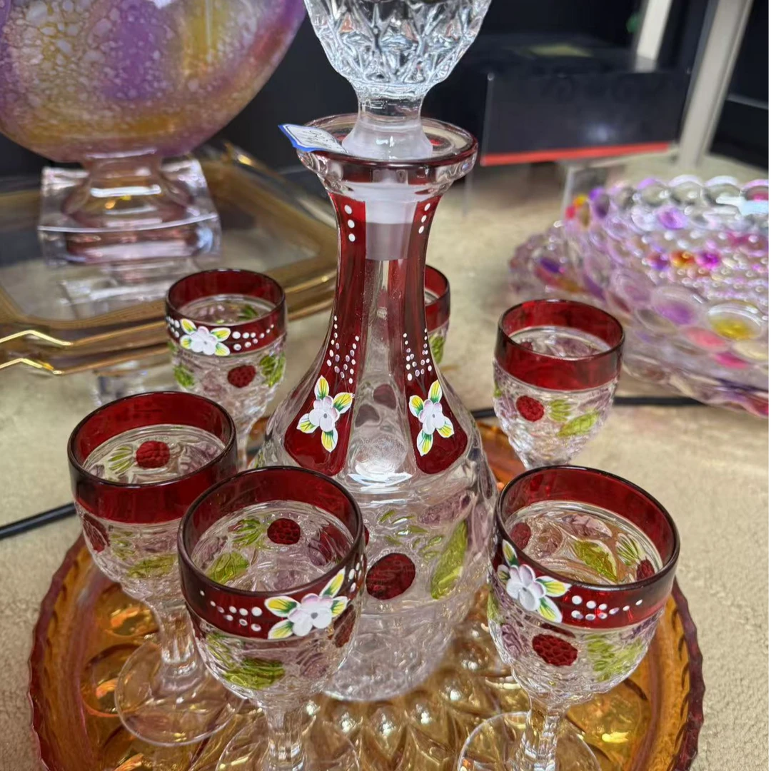 【金像】1#酒具 深红色珐琅 复古家用创意无铅欧式酒具