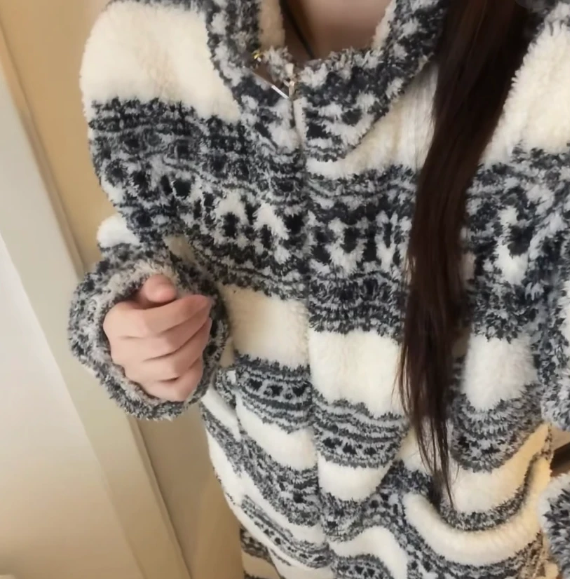 秋冬北奥绒青花瓷保暖睡衣拉链立领气质厚舒适长袖棉花糖套装3106