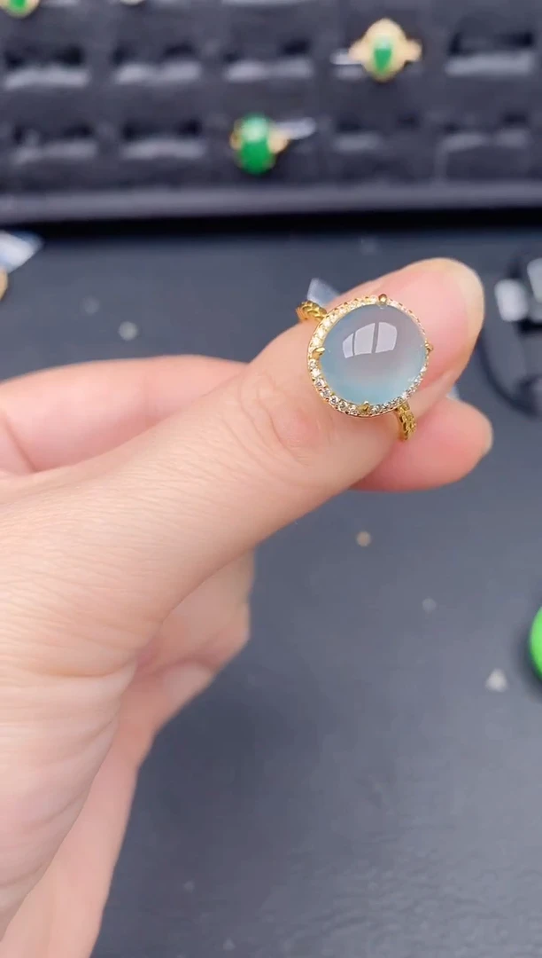 银S925镶嵌戒指翡翠天然a货翡翠219