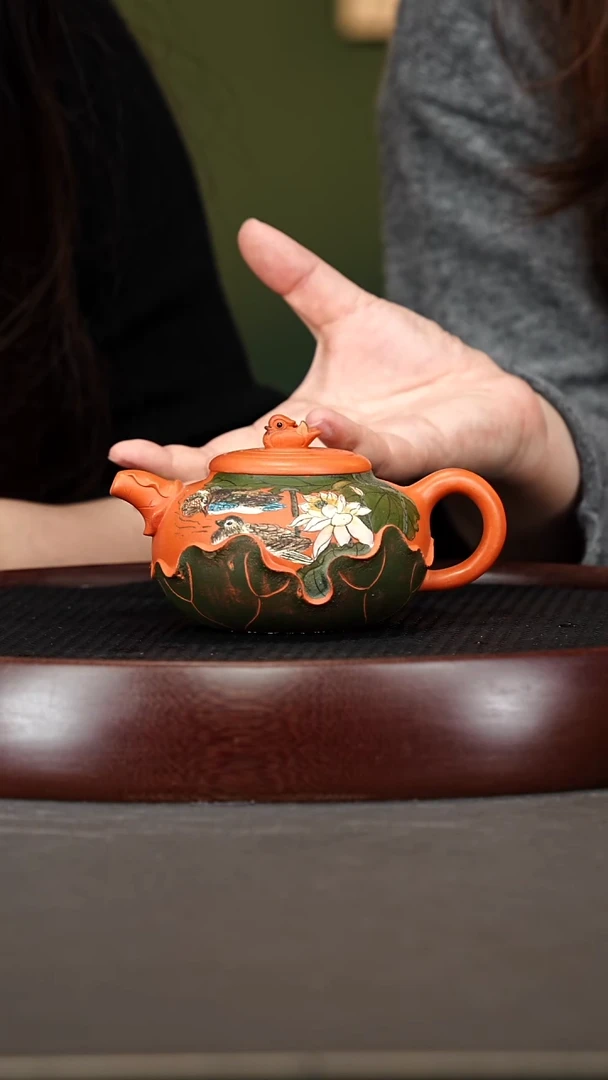 茶壶紫砂69PHJ鸳鸯戏水 南红玉砂